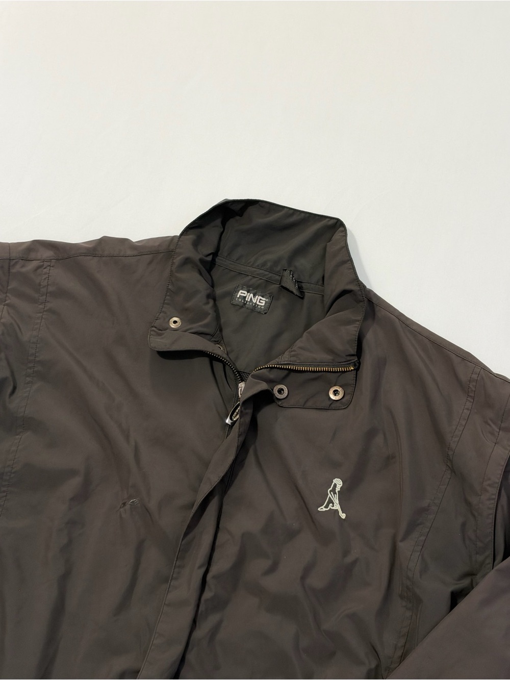 PING Golf Windbreaker Zip Up Jacket Men’s Large Black Removable Sleeves